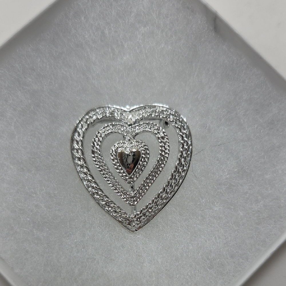 Vintage Gerry's Triple 3-D Braided Heart Silver Tone Sweetheart Brooch
